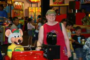 Yep. Andre and I had just been snorkeling and somehow ended up having lunch at Chuck E. Cheese. Long story.